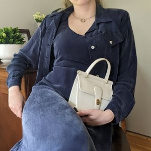 Vintage Navy Blue Silky Dress & Jacket Set